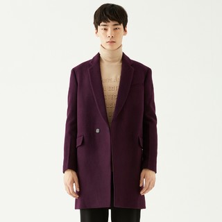 【反季清仓】款男款时尚休闲长款羊毛呢大衣 M 紫色