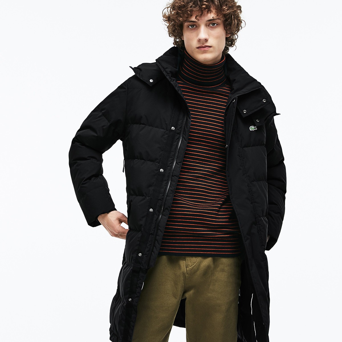 限尺码lacoste拉科斯特bh9705031l2男士连帽羽绒服中长款