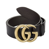 GUCCI 古驰 GG Marmont系列男士牛皮双G板扣腰带406831 DJ20T 2145 棕色 100