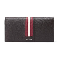 BALLY 巴利 TALIRO系列男士皮质条纹长款对折钱包6221864 咖啡色红白条纹