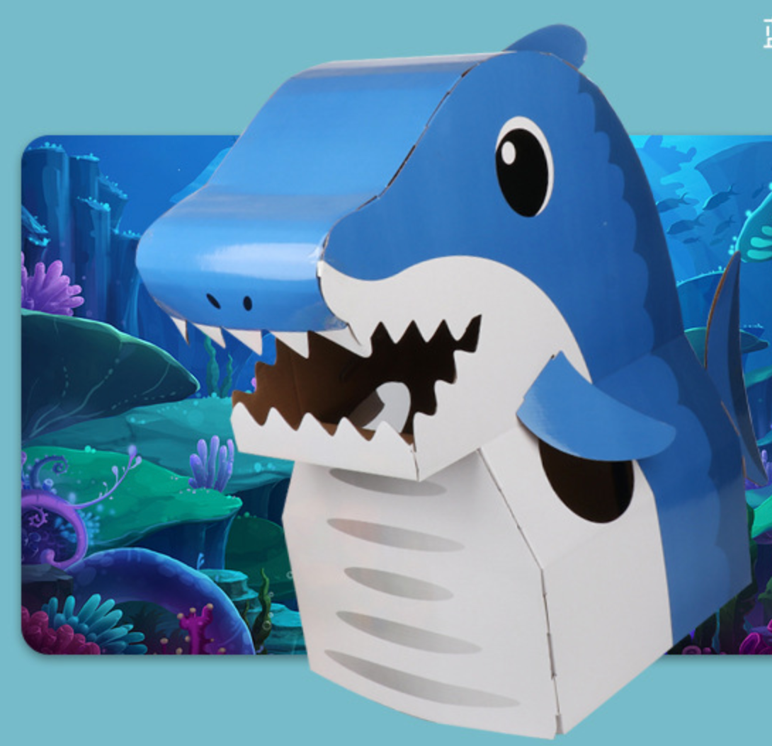 纸箱立体鲨鱼制作图片