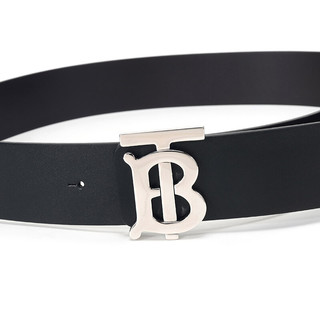 BURBERRY 博柏利 男士皮革专属标识图案板扣式双面腰带80098121 黑色麦芽棕 105
