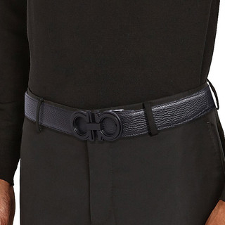 Salvatore Ferragamo 菲拉格慕 GANCINI系列男士牛皮革双面可调节式板扣腰带0734224 黑色 115