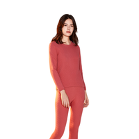 YOUR SUN 宜而爽 女士纯棉菱形圆领套头长袖保暖内衣套装CMR176 石版玫瑰 XL