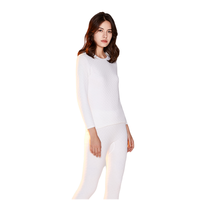 YOUR SUN 宜而爽 女士纯棉菱形圆领套头长袖保暖内衣套装CMR176 白色 M