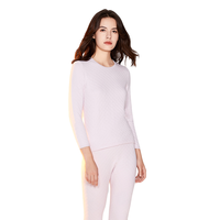 YOUR SUN 宜而爽 女士纯棉菱形圆领套头长袖保暖内衣套装CMR176 浅紫 XXL
