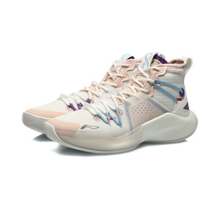 lining李宁音速8系列男子篮球鞋abaq1073云雾白柔玫瑰粉42