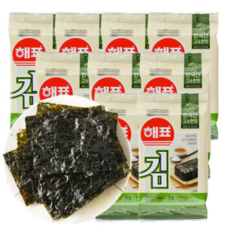韩国进口 海牌 传统海苔45g（5g*9包）原味休闲海苔寿司零食 儿童海味零食 下饭海苔 量贩大礼包 *8件