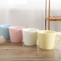 顺祥 缤纷咖啡杯创意马克杯子 简约陶瓷水杯牛奶杯韩版情侣杯早餐杯 颜色随机1个（420ML）