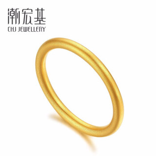 潮宏基 CHJ JEWELLERY 古法小金圈 足金黄金戒指女款定价 SRG30004853 14号