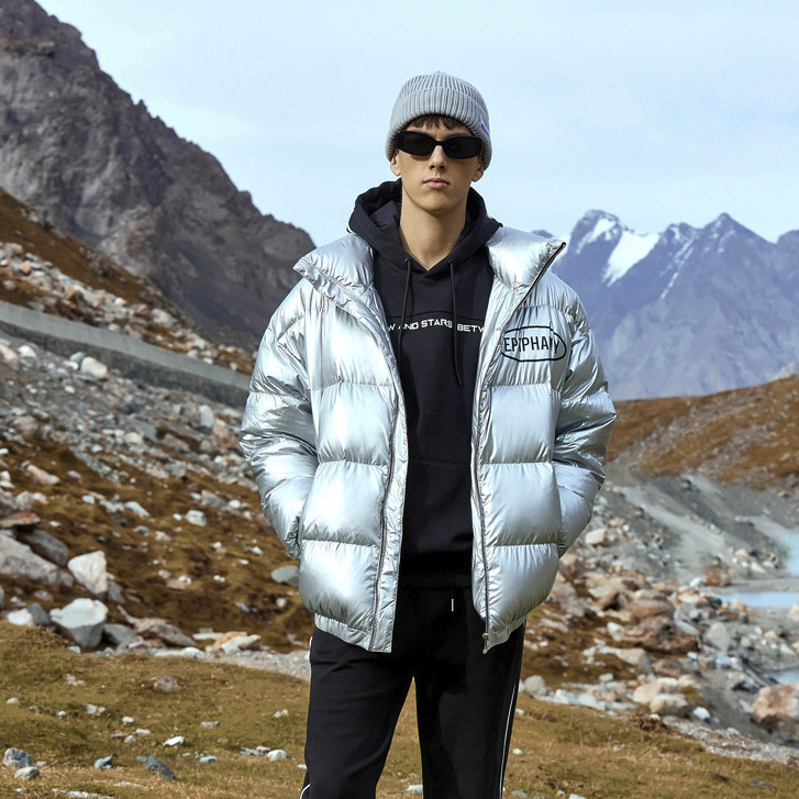 metersbonwe美特斯邦威男士立领亮片羽绒服