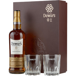 Dewar's帝王15年进口威士忌铁盒礼盒装浪漫礼物750ml 送玻璃杯