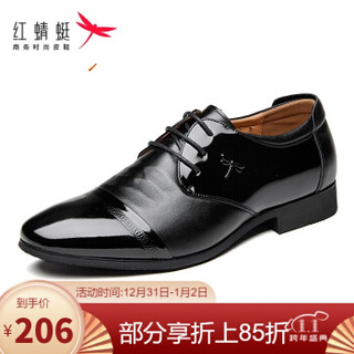 京东PLUS会员：红蜻蜓 (RED DRAGONFLY) 绅士拼接系带正装鞋男皮鞋 WTA70641/42 黑色