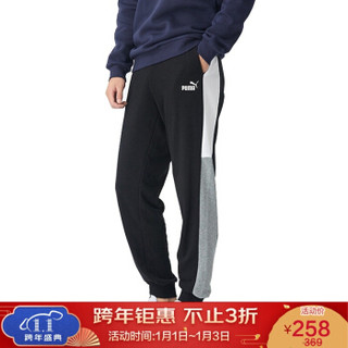 彪马 PUMA 男子 基础系列 PUMA BLOCK Sweatpants TR 运动 针织长裤 587158 01黑色 L码(欧洲码)