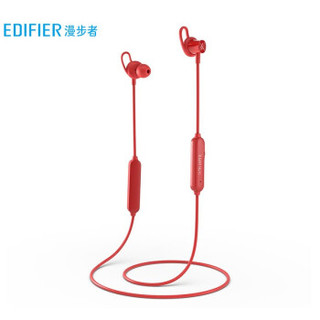 EDIFIER 漫步者 W200BT经典版 磁吸入耳式 无线运动蓝牙线控耳机 红色