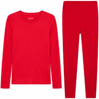 SCHIESSER 舒雅 女士纯色圆领长袖保暖内衣套装E0-17995W-7708 中国红 M