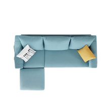 QuanU 全友 102535B 三人位沙发+脚凳组合 清新水蓝