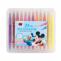 迪士尼（Disney）24色双头水彩笔 儿童软头彩色勾线笔 迪士尼米奇系列绘画彩笔 24支/盒 蓝