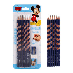 Disney 迪士尼 三角杆洞洞铅笔 6支装 送卷笔刀+橡皮