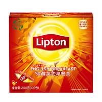 Lipton 立顿 唤醒英式早餐茶 红茶 100包 200g