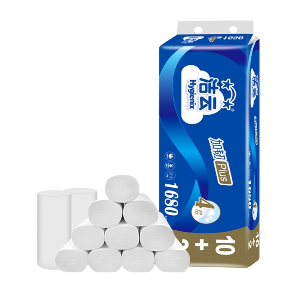 88vip: hygienix 洁云 无芯卷纸 4层*140克*12卷(114mm*173mm) *5件