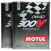 摩特（Motul）多酯类全合成润滑油 300V TROPHY 0W-40 SN级 2L *2件