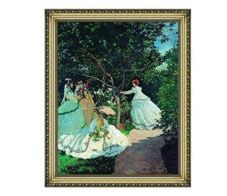 莫奈油画《花园中的妇女们》背景墙装饰画挂画 宫廷金 70×99cm
