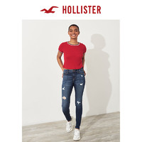 Hollister经典弹力时尚中腰紧身破洞牛仔裤 女 301491-1