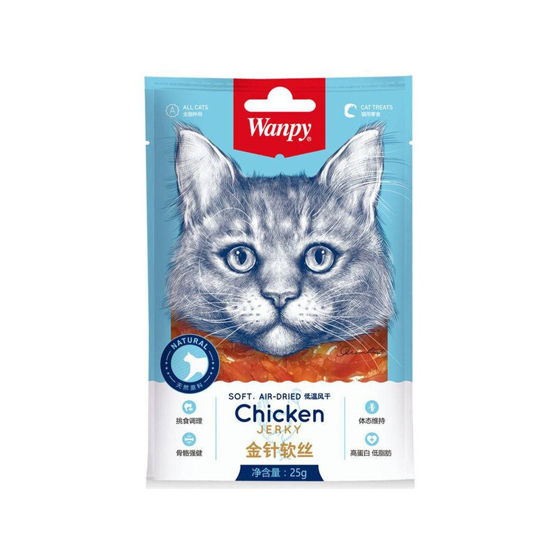 Wanpy 顽皮 全阶段猫用 冻干零食鸡肉丝 25g*12包装