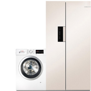 BOSCH 博世 冰洗套装 KXN52A69TI变频对开门冰箱 530L 雪利金+WAP282602W滚筒洗衣机 10kg 白色