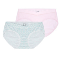 Purcotton 全棉时代 孕妇纯棉三角内裤2件装 粉色+水绿繁花 L