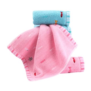 金号纯棉加厚方巾婴儿宝宝口水巾儿童洗脸小毛巾洗脸巾一条装（蓝色）