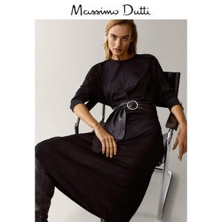 Massimo Dutti 06638757800  女士黑色圆领连衣裙