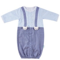 Purcotton 全棉时代 婴儿针织连体衣 蓝格色 66/44cm