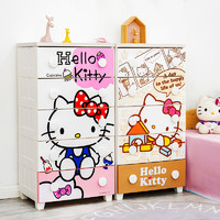 爱丽思Hello Kitty卡通塑料抽屉式收纳柜儿童衣服玩具衣柜床头柜（【密闭】【2020款、面宽56cm】卡通收纳柜NM555HF、5层）