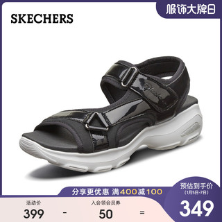 Skechers斯凯奇2020厚底夏季松糕老爹鞋女士魔术贴凉鞋 32381（38、红色/RED）