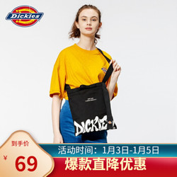 Dickies潮牌新品斜挎包男女时尚休闲彩带个性单肩包运动学院风帆布包D19-B004 涂鸦logo黑色 *2件