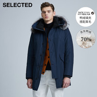 SELECTED思莱德男士鸭绒毛领机能潮中长羽绒服外套S|419412520(185/104A/XL、赭石色DACHSHUND)