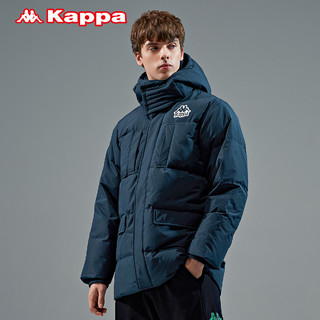 Kappa卡帕男羽绒服工装多口袋外套加厚高领连帽防寒服面包服新款（M、复古深咖-687）