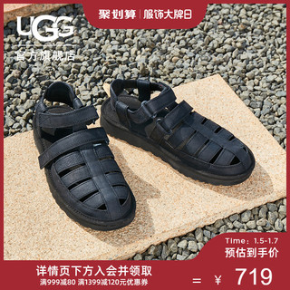UGG 2020夏季男士真皮凉鞋沙滩渔夫鞋时尚编织包头洞洞鞋 1102694