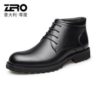 零度(ZERO)聚热舱38度鞋 皮靴时尚工装靴男士休闲高帮马丁靴舒适百搭靴B05889M黑色40