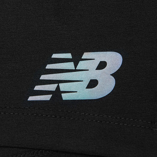 New Balance NB官方男款AMS03263时尚松紧腰带梭织运动跑步短裤（S、BK AMS03263）