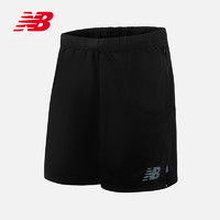 New Balance NB官方男款AMS03263时尚松紧腰带梭织运动跑步短裤（M、BK AMS03263）