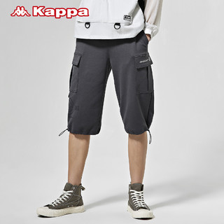 Kappa卡帕男款春夏运动短裤七分裤复古工装裤休闲直筒裤（XXL、灰色-133）