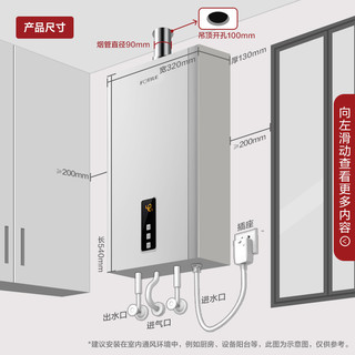 D16E2天然气热水器燃气家用洗澡煤16升恒温煤气平衡式（天然气、白色）
