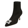 STUART WEITZMAN 斯图尔特·韦茨曼 女士皮革细跟套脚拉链短靴KERA BLACK SUEDE