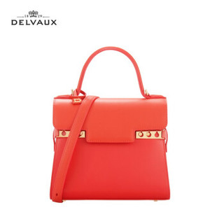 DELVAUX包包女包奢侈品单肩斜挎手提包小号 Tempete系列 珊瑚红色