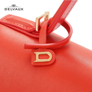 DELVAUX包包女包奢侈品单肩斜挎手提包小号 Tempete系列 珊瑚红色