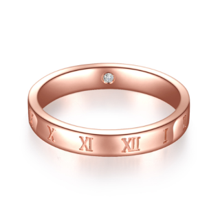 佐卡伊珠宝 time&love系列 q00979b 男士罗马数字18k金钻石戒指