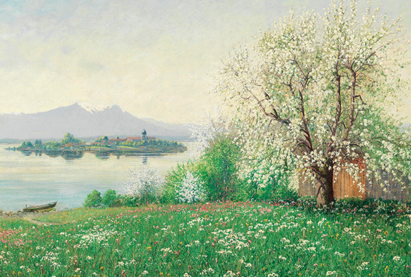 装饰画美式挂画欧式风景油画玄关装饰画春天的早晨